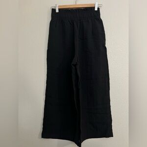 H&M Linen-like, Wide Leg pants, black, Small